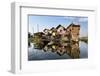 Houses Built on Stilts in the Village of Nampan on the Edge of Inle Lake-Lee Frost-Framed Photographic Print