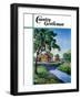 "Houses by Stream," Country Gentleman Cover, June 1, 1939-Walter Baum-Framed Giclee Print