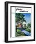 "Houses by Stream," Country Gentleman Cover, June 1, 1939-Walter Baum-Framed Giclee Print