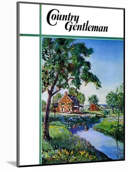 "Houses by Stream," Country Gentleman Cover, June 1, 1939-Walter Baum-Mounted Giclee Print