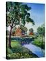 "Houses by Stream,"June 1, 1939-Walter Baum-Stretched Canvas