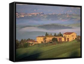 Houses in a Misty Landscape Near Pienza, Siena Province, Tuscany, Italy, Europe-Morandi Bruno-Framed Stretched Canvas