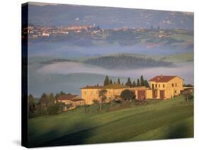 Houses in a Misty Landscape Near Pienza, Siena Province, Tuscany, Italy, Europe-Morandi Bruno-Stretched Canvas