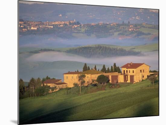 Houses in a Misty Landscape Near Pienza, Siena Province, Tuscany, Italy, Europe-Morandi Bruno-Mounted Photographic Print