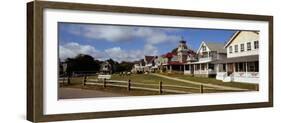 Houses in a Town, Oak Bluffs, Martha's Vineyard, Dukes County, Massachusetts, USA-null-Framed Photographic Print