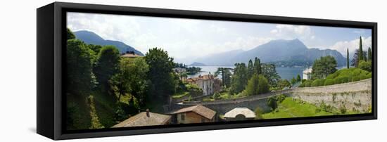 Houses in a Town, Villa Melzi, Lake Como, Bellagio, Como, Lombardy, Italy-null-Framed Stretched Canvas