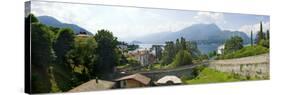 Houses in a Town, Villa Melzi, Lake Como, Bellagio, Como, Lombardy, Italy-null-Stretched Canvas