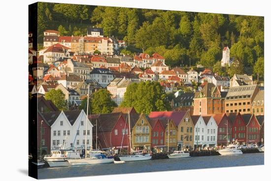 Houses in Bryggen and Vagen Harbor-Jon Hicks-Stretched Canvas