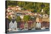Houses in Bryggen and Vagen Harbor-Jon Hicks-Stretched Canvas