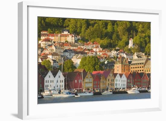 Houses in Bryggen and Vagen Harbor-Jon Hicks-Framed Photographic Print
