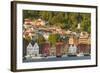 Houses in Bryggen and Vagen Harbor-Jon Hicks-Framed Photographic Print