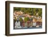 Houses in Bryggen and Vagen Harbor-Jon Hicks-Framed Photographic Print