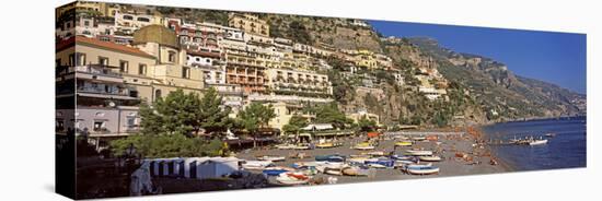 Houses in the Village on a Hill, Spiaggia Di Marina Grande, Positano, Amalfi Coast, Italy-null-Stretched Canvas