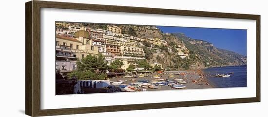 Houses in the Village on a Hill, Spiaggia Di Marina Grande, Positano, Amalfi Coast, Italy-null-Framed Photographic Print