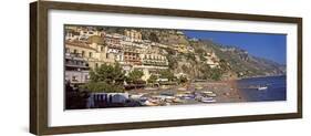 Houses in the Village on a Hill, Spiaggia Di Marina Grande, Positano, Amalfi Coast, Italy-null-Framed Photographic Print