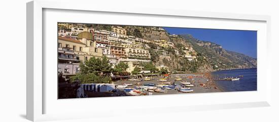 Houses in the Village on a Hill, Spiaggia Di Marina Grande, Positano, Amalfi Coast, Italy-null-Framed Photographic Print