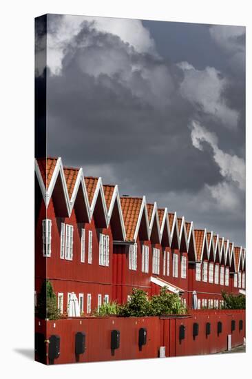 Houses in the yacht harbour of Ebeltoft, Denmark-By-Stretched Canvas