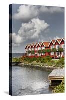 Houses in the yacht harbour of Ebeltoft, Denmark-By-Stretched Canvas