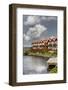 Houses in the yacht harbour of Ebeltoft, Denmark-By-Framed Photographic Print