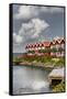 Houses in the yacht harbour of Ebeltoft, Denmark-By-Framed Stretched Canvas