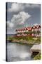 Houses in the yacht harbour of Ebeltoft, Denmark-By-Stretched Canvas