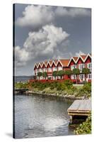 Houses in the yacht harbour of Ebeltoft, Denmark-By-Stretched Canvas