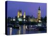 Houses of Parliament Across the River Thames, London, England, United Kingdom-Charles Bowman-Stretched Canvas