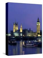 Houses of Parliament Across the River Thames, London, England, United Kingdom-Charles Bowman-Stretched Canvas