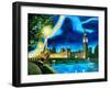 Houses of Parliament and Big Ben at Night-Martina Bleichner-Framed Art Print