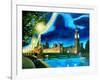 Houses of Parliament and Big Ben at Night-Martina Bleichner-Framed Art Print