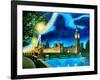 Houses of Parliament and Big Ben at Night-Martina Bleichner-Framed Art Print