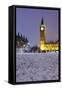 Houses of Parliament and Big Ben in Snow-Stuart Black-Framed Stretched Canvas