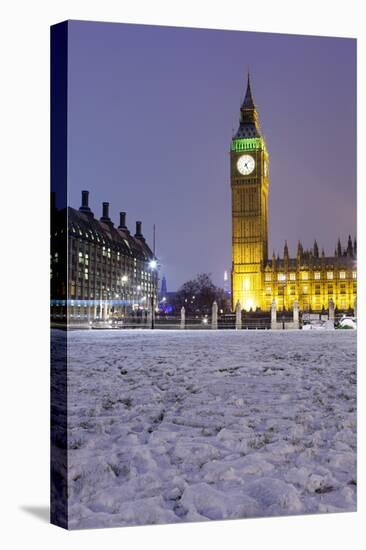 Houses of Parliament and Big Ben in Snow-Stuart Black-Stretched Canvas