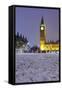 Houses of Parliament and Big Ben in Snow-Stuart Black-Framed Stretched Canvas