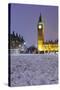 Houses of Parliament and Big Ben in Snow-Stuart Black-Stretched Canvas