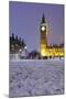 Houses of Parliament and Big Ben in Snow-Stuart Black-Mounted Photographic Print
