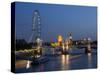 Houses of Parliament and London Eye at Dusk, London, England, United Kingdom-Charles Bowman-Stretched Canvas