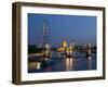 Houses of Parliament and London Eye at Dusk, London, England, United Kingdom-Charles Bowman-Framed Photographic Print