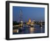 Houses of Parliament and London Eye at Dusk, London, England, United Kingdom-Charles Bowman-Framed Photographic Print