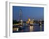 Houses of Parliament and London Eye at Dusk, London, England, United Kingdom-Charles Bowman-Framed Photographic Print