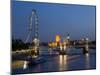 Houses of Parliament and London Eye at Dusk, London, England, United Kingdom-Charles Bowman-Mounted Photographic Print