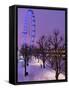 Houses of Parliament and London Eye in Winter, London, England, United Kingdom, Europe-Stuart Black-Framed Stretched Canvas