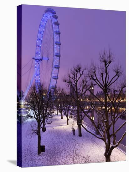 Houses of Parliament and London Eye in Winter, London, England, United Kingdom, Europe-Stuart Black-Stretched Canvas