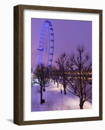 Houses of Parliament and London Eye in Winter, London, England, United Kingdom, Europe-Stuart Black-Framed Photographic Print