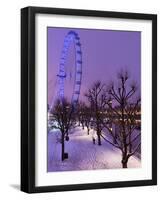 Houses of Parliament and London Eye in Winter, London, England, United Kingdom, Europe-Stuart Black-Framed Photographic Print