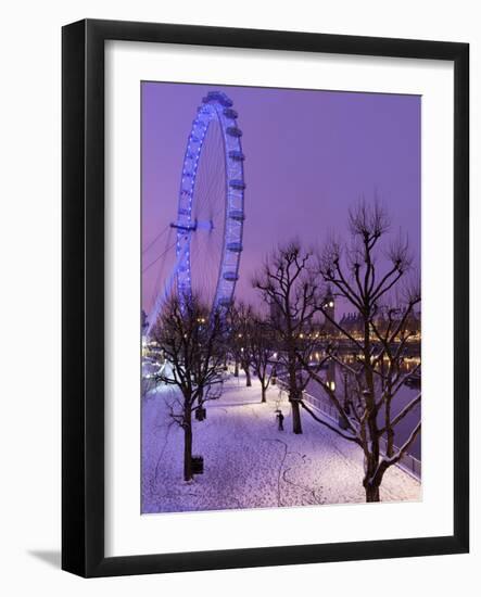 Houses of Parliament and London Eye in Winter, London, England, United Kingdom, Europe-Stuart Black-Framed Photographic Print