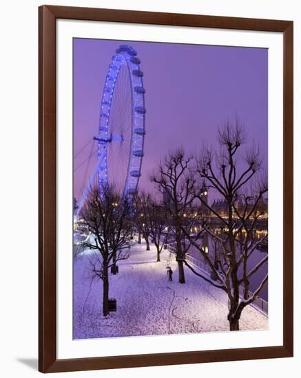 Houses of Parliament and London Eye in Winter, London, England, United Kingdom, Europe-Stuart Black-Framed Photographic Print