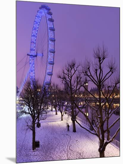 Houses of Parliament and London Eye in Winter, London, England, United Kingdom, Europe-Stuart Black-Mounted Photographic Print
