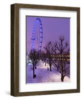 Houses of Parliament and London Eye in Winter, London, England, United Kingdom, Europe-Stuart Black-Framed Photographic Print