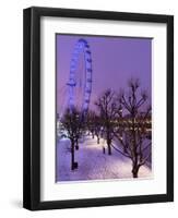 Houses of Parliament and London Eye in Winter, London, England, United Kingdom, Europe-Stuart Black-Framed Photographic Print